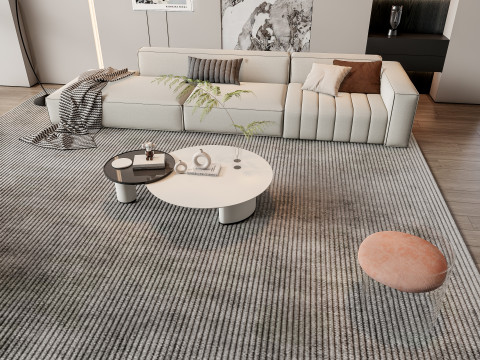 Sofa Coffee table Wall panel Living Combination 13 3D Model