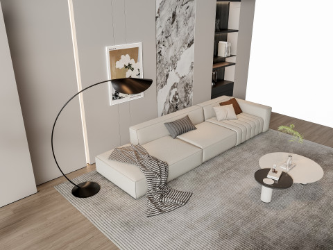 Sofa Coffee table Wall panel Living Combination 13 3D Model