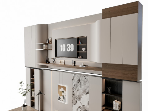 Sofa Coffee table Wall panel Living Combination 13 3D Model
