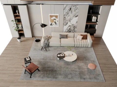 ソファ コーヒーテーブル 壁パネル リビングコンビネーション 13 3Dモデル