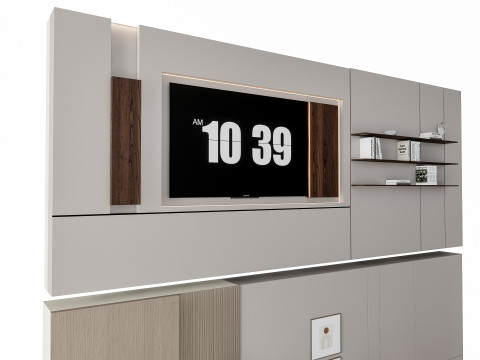 Sofa Coffee table Wall panel Living Combination 14 3D Model