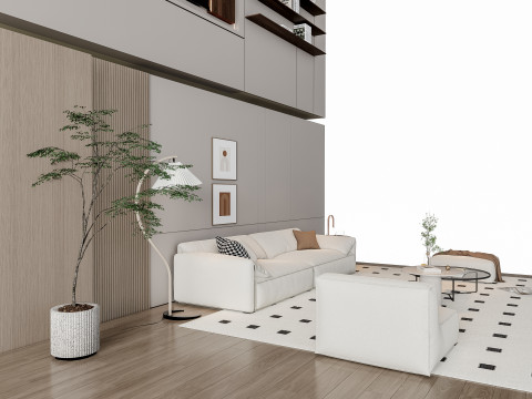 Sofa Coffee table Wall panel Living Combination 14 3D Model