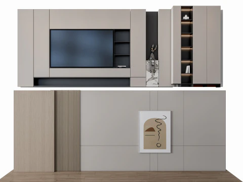 ソファ コーヒーテーブル 壁パネル リビングコンビネーション 15 3Dモデル