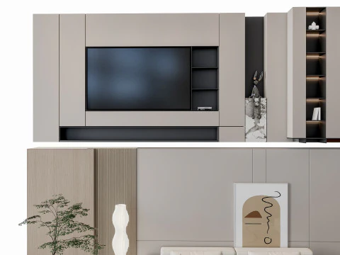 ソファ コーヒーテーブル 壁パネル リビングコンビネーション 15 3Dモデル