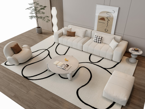 Sofa Coffee table Wall panel Living Combination 15 3D-Modell