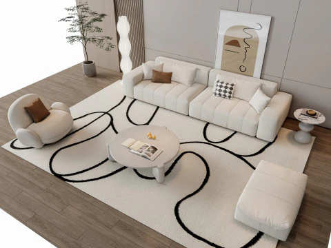 ソファ コーヒーテーブル 壁パネル リビングコンビネーション 15 3Dモデル