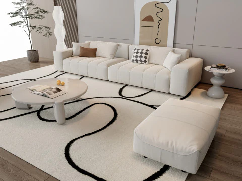 ソファ コーヒーテーブル 壁パネル リビングコンビネーション 15 3Dモデル