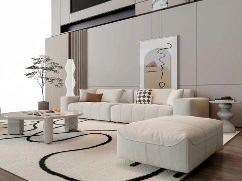 ソファ コーヒーテーブル 壁パネル リビングコンビネーション 15 3Dモデル