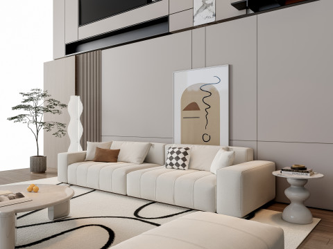 Sofa Coffee table Wall panel Living Combination 15 3D-Modell