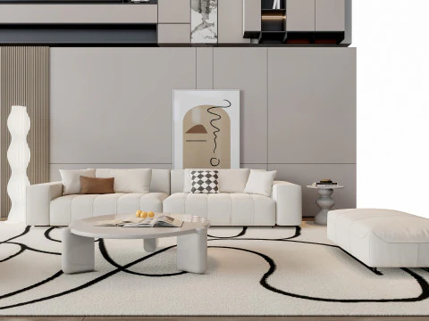 ソファ コーヒーテーブル 壁パネル リビングコンビネーション 15 3Dモデル