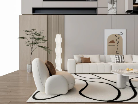 ソファ コーヒーテーブル 壁パネル リビングコンビネーション 15 3Dモデル