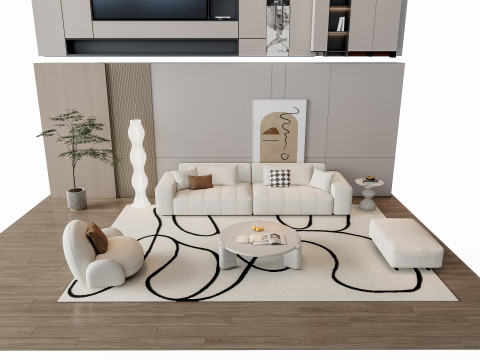 Sofa Coffee table Wall panel Living Combination 15 3D-Modell