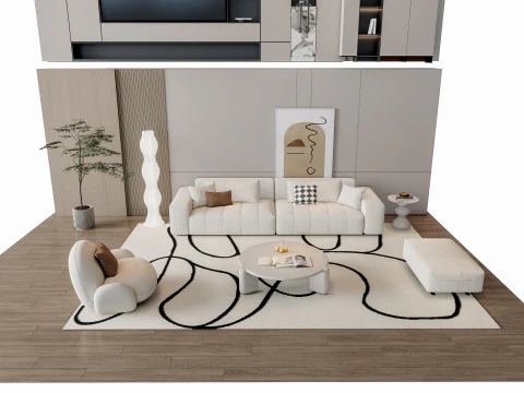 ソファ コーヒーテーブル 壁パネル リビングコンビネーション 15 3Dモデル