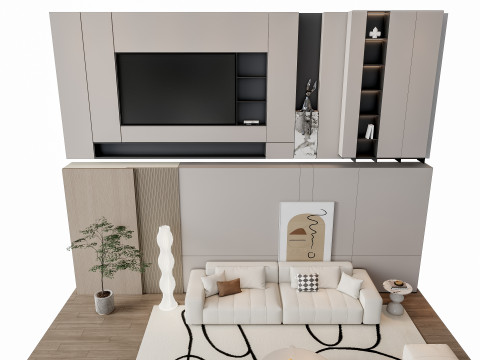 Sofa Coffee table Wall panel Living Combination 15 3D-Modell