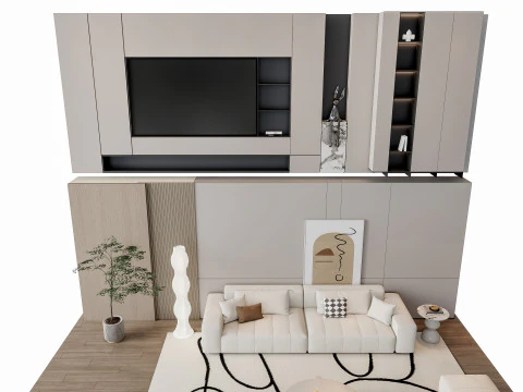 ソファ コーヒーテーブル 壁パネル リビングコンビネーション 15 3Dモデル