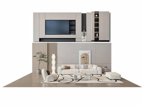 ソファ コーヒーテーブル 壁パネル リビングコンビネーション 15 3Dモデル