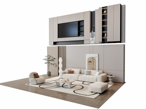 Sofa Coffee table Wall panel Living Combination 15 3D-Modell