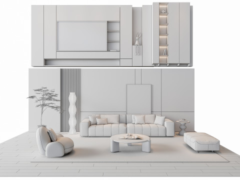 Sofa Coffee table Wall panel Living Combination 15 3D-Modell