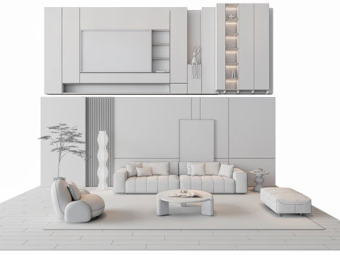 ソファ コーヒーテーブル 壁パネル リビングコンビネーション 15 3Dモデル