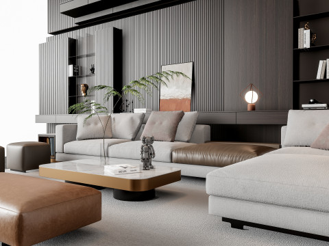 Sofa Coffee table Wall panel Living Combination 16 Modelo 3D