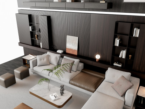 Sofa Coffee table Wall panel Living Combination 16 Modelo 3D