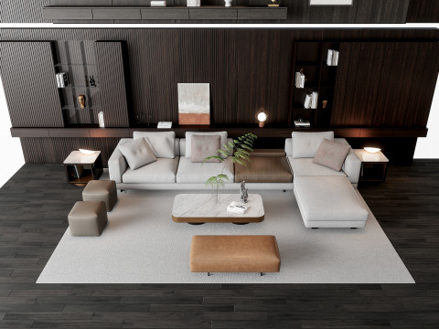 Sofa Coffee table Wall panel Living Combination 16 Modelo 3D