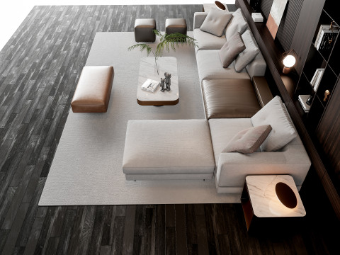 Sofa Coffee table Wall panel Living Combination 16 Modelo 3D