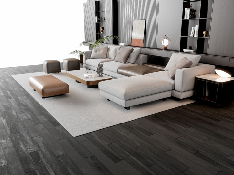 Sofa Coffee table Wall panel Living Combination 16 Modelo 3D