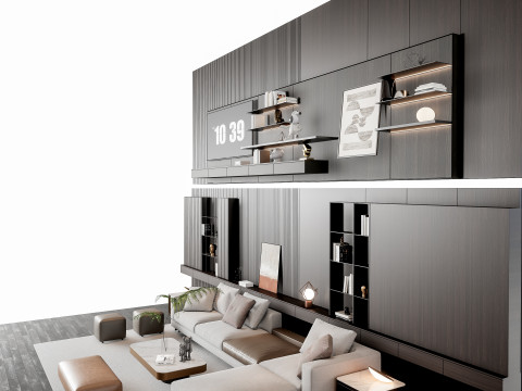 Sofa Coffee table Wall panel Living Combination 16 Modelo 3D