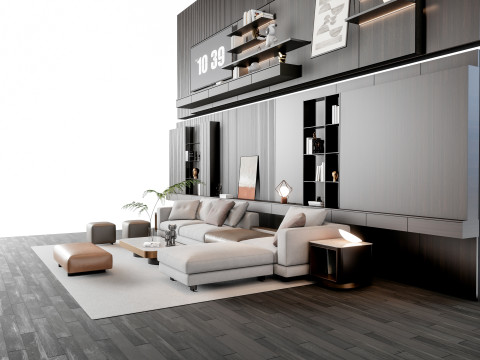 Sofa Coffee table Wall panel Living Combination 16 Modelo 3D