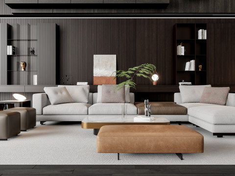 Sofa Coffee table Wall panel Living Combination 16 Modelo 3D