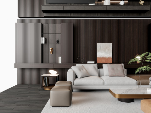 Sofa Coffee table Wall panel Living Combination 16 Modelo 3D