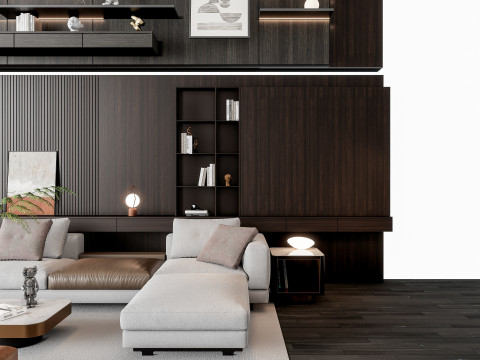 Sofa Coffee table Wall panel Living Combination 16 Modelo 3D