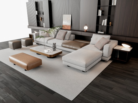 Sofa Coffee table Wall panel Living Combination 16 Modelo 3D