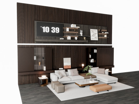 Sofa Coffee table Wall panel Living Combination 16 Modelo 3D
