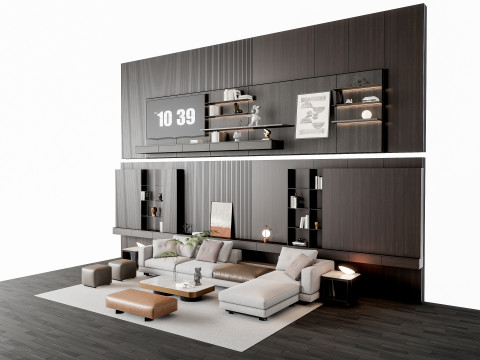 Sofa Coffee table Wall panel Living Combination 16 Modelo 3D