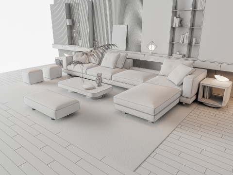 Sofa Coffee table Wall panel Living Combination 16 Modelo 3D