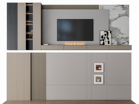 Sofa Coffee table Wall panel Living Combination 17 3Dモデル