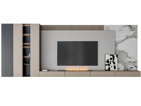 Sofa Coffee table Wall panel Living Combination 17 3Dモデル