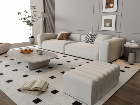 Sofa Coffee table Wall panel Living Combination 17 3Dモデル