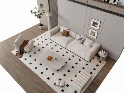 Sofa Coffee table Wall panel Living Combination 17 3Dモデル