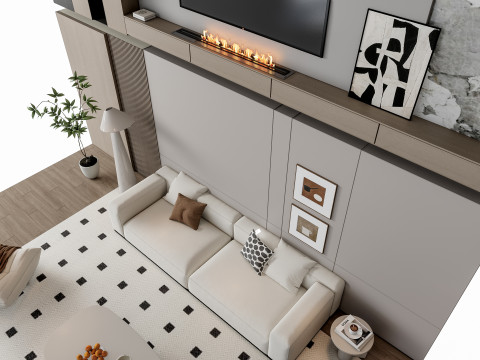 Sofa Coffee table Wall panel Living Combination 17 3Dモデル