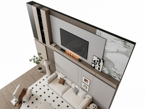 Sofa Coffee table Wall panel Living Combination 17 3Dモデル