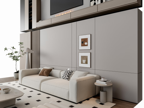 Sofa Coffee table Wall panel Living Combination 17 3Dモデル
