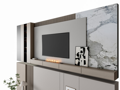 Sofa Coffee table Wall panel Living Combination 17 3Dモデル