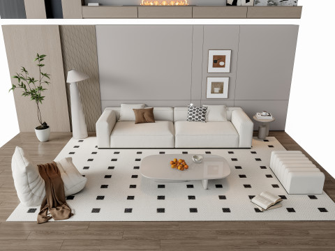 Sofa Coffee table Wall panel Living Combination 17 3Dモデル