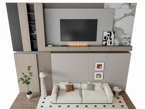 Sofa Coffee table Wall panel Living Combination 17 3Dモデル