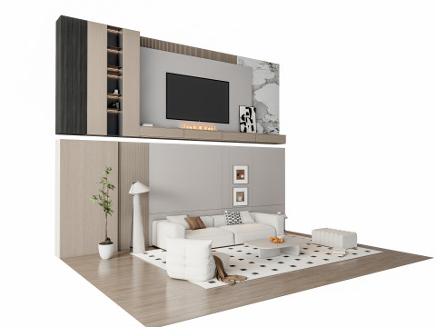 Sofa Coffee table Wall panel Living Combination 17 3Dモデル