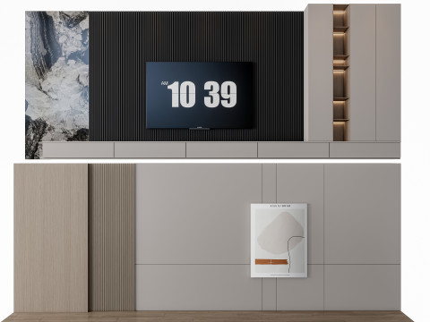 Sofa Coffee table Wall panel Living Combination 18 3D Model