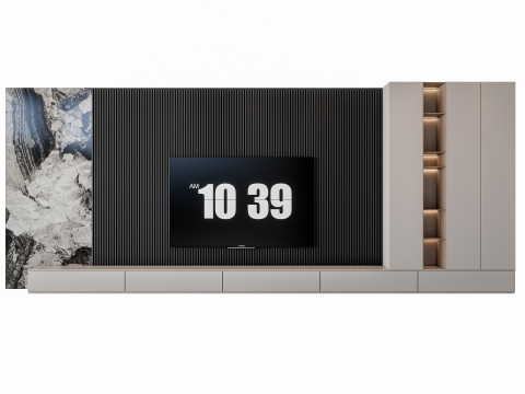Sofa Coffee table Wall panel Living Combination 18 3D Model